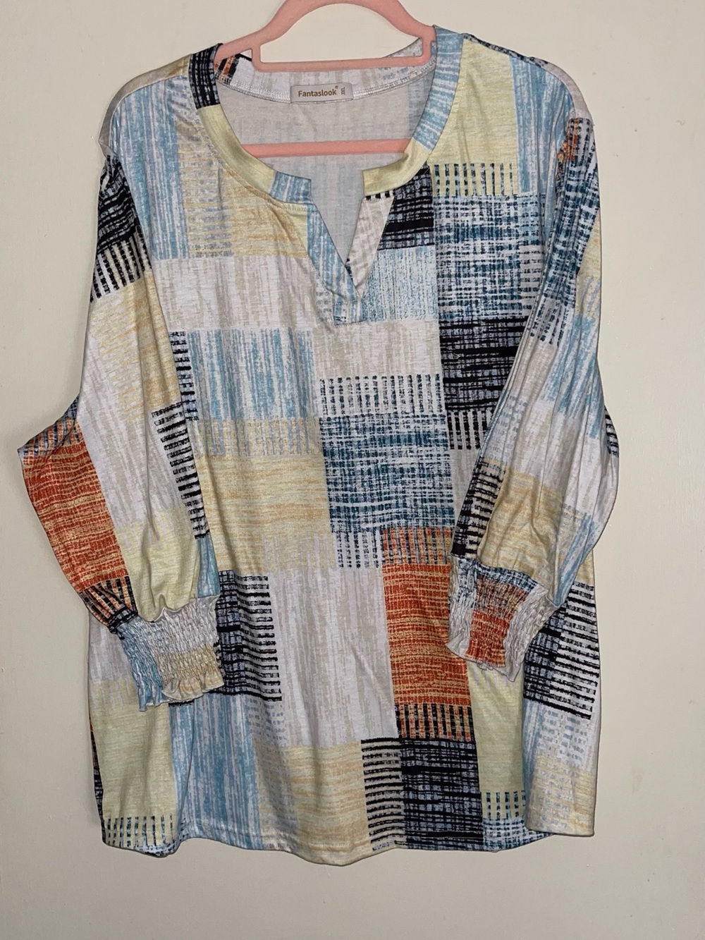 Fantaslook Multi-Color Patterned Long Sleeve Shirt - Blue/Yellow/Orange